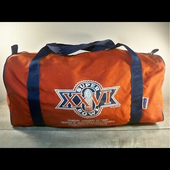 Vtg Super Bowl XXVI Minneapolis Duffel Gym Carry On Travel Luggage Weekend Bag
